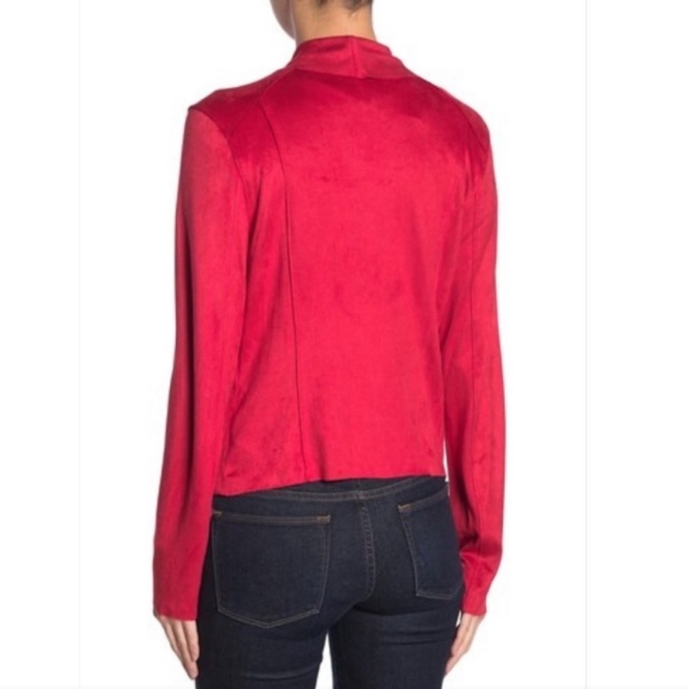 NWT BLANK NYC RED VEGAN FAUX LEATHER DRAPED ASYMMETRICAL MOTO STYLE JACKET - Picture 5 of 10